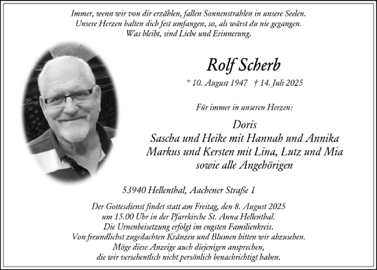 Anzeige von Rolf Scherb von  Blickpunkt Euskirchen 