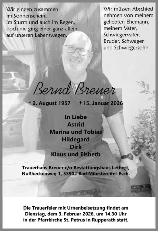Anzeige von Bernd Breuer von  Blickpunkt Euskirchen 