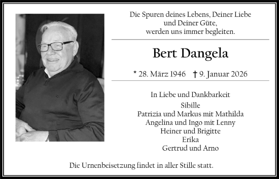 Anzeige von Bert Dangela von  Werbepost 