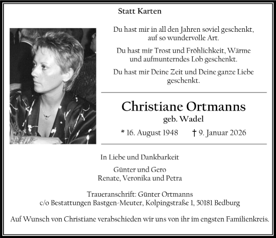 Anzeige von Christiane Ortmanns von  Werbepost 
