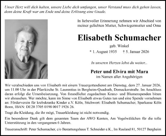 Anzeige von Elisabeth Schumacher von  Werbepost 