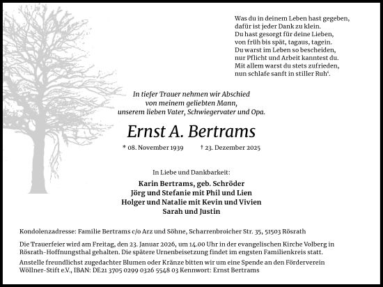 Anzeige von Ernst A. Bertrams von Kölner Stadt-Anzeiger / Kölnische Rundschau / Express