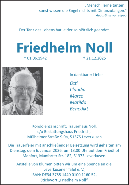 Anzeige von Friedhelm Noll von Kölner Stadt-Anzeiger / Kölnische Rundschau / Express
