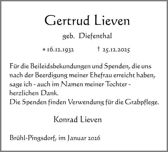 Anzeige von Gertrud Lieven von  Schlossbote/Werbekurier 
