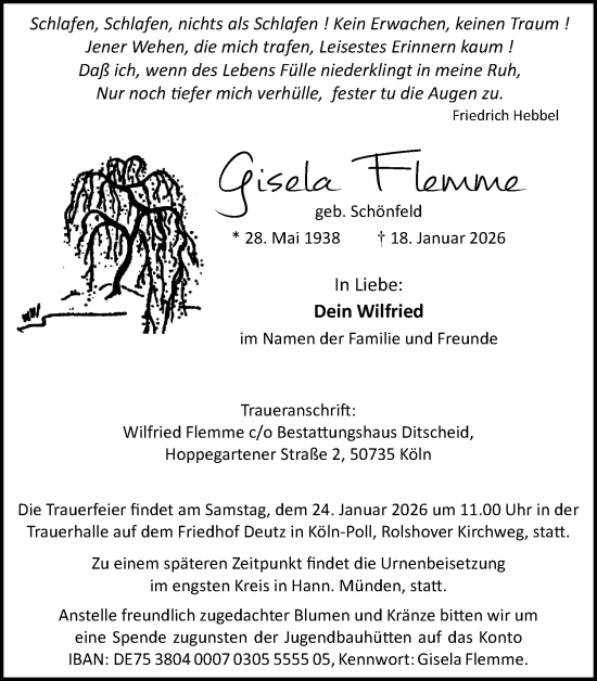 Anzeige von Gisela Flemme von Kölner Stadt-Anzeiger / Kölnische Rundschau / Express