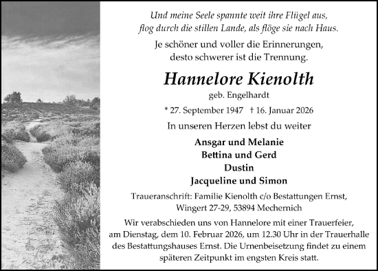 Anzeige von Hannelore Kienolth von  Blickpunkt Euskirchen 