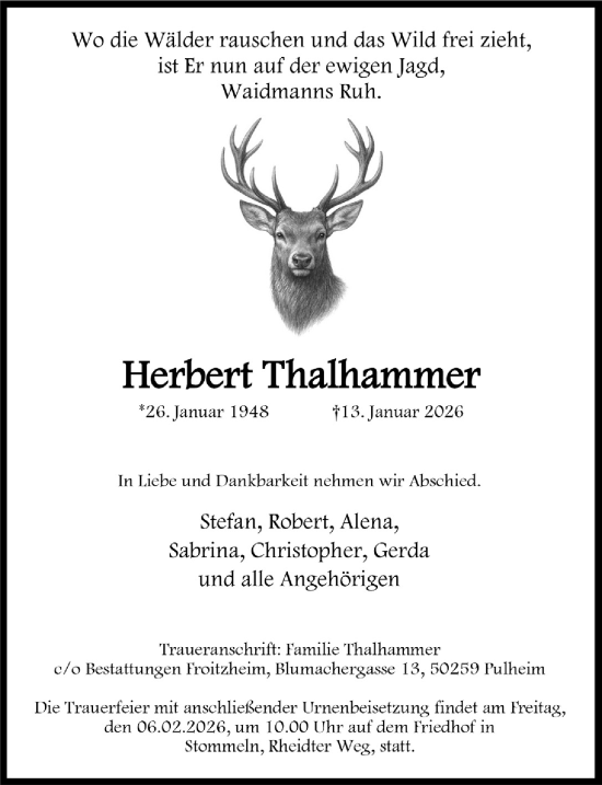 Anzeige von Herbert Thalhammer von  Wochenende 