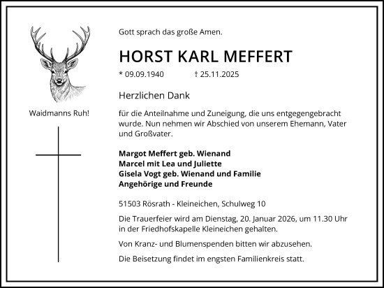 Anzeige von Horst Karl Meffert von Kölner Stadt-Anzeiger / Kölnische Rundschau / Express