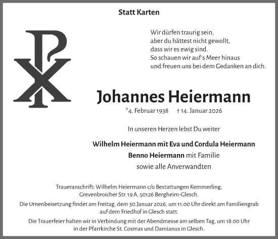 Anzeige von Johannes Heiermann von  Werbepost 