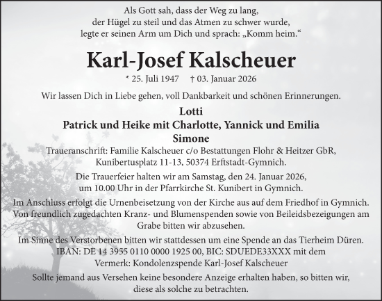 Anzeige von Karl-Josef Kalscheuer von  Werbepost 
