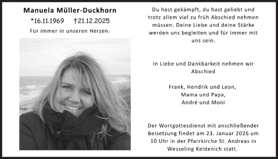 Anzeige von Manuela Müller-Duckhorn von  Schlossbote/Werbekurier 
