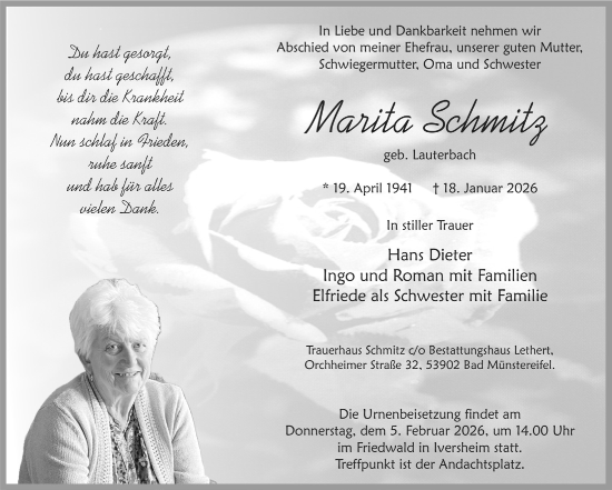 Anzeige von Marita Schmitz von  Blickpunkt Euskirchen 