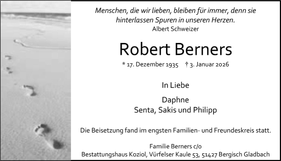 Anzeige von Robert Berners von  Bergisches Handelsblatt 