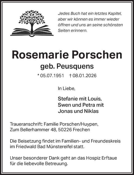 Anzeige von Rosemarie Porschen von  Werbepost  Wochenende 