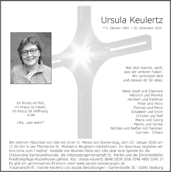 Anzeige von Ursula Keulertz von  Werbepost 