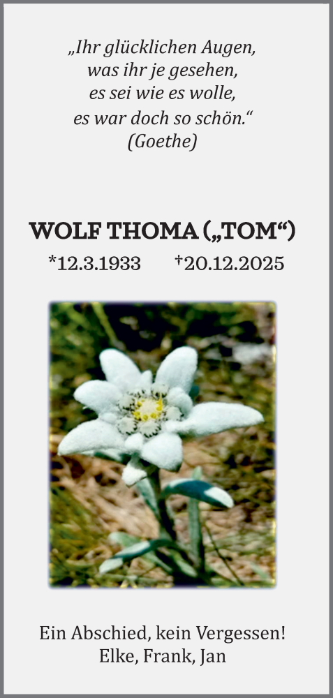 Anzeige von Wolf Thoma von Kölner Stadt-Anzeiger / Kölnische Rundschau / Express