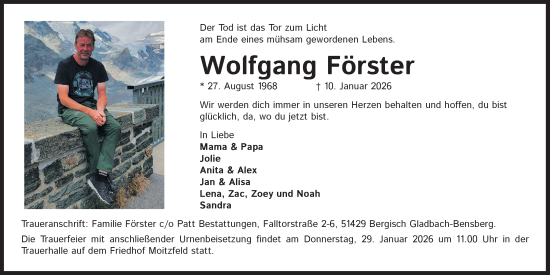 Anzeige von Wolfgang Förster von Kölner Stadt-Anzeiger / Kölnische Rundschau / Express