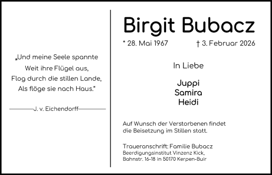 Anzeige von Birgit Bubacz von  Werbepost 